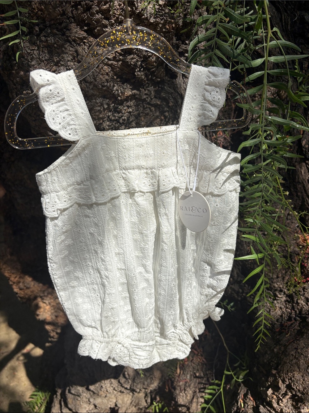 White Eyelet Baby Romper